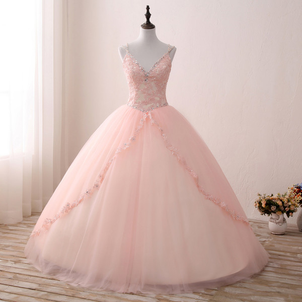 Popodion vestido de noiva rhinestones lace wedding dresses pink ball gown luxury wedding gowns dhWED90019