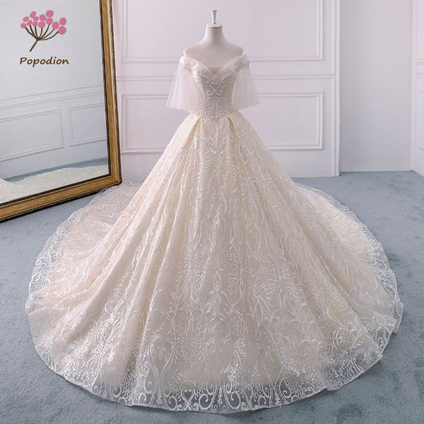 Popodion wedding dress bride dress wedding gowns champagne wedding dressesvestido de noiva WED90460