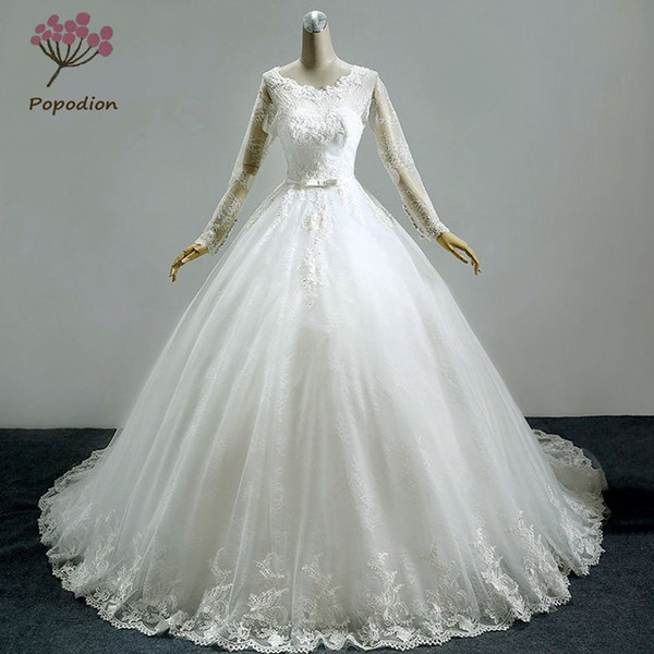 Popodion lace wedding dress bride dress wedding gowns vestido de noiva WED90462