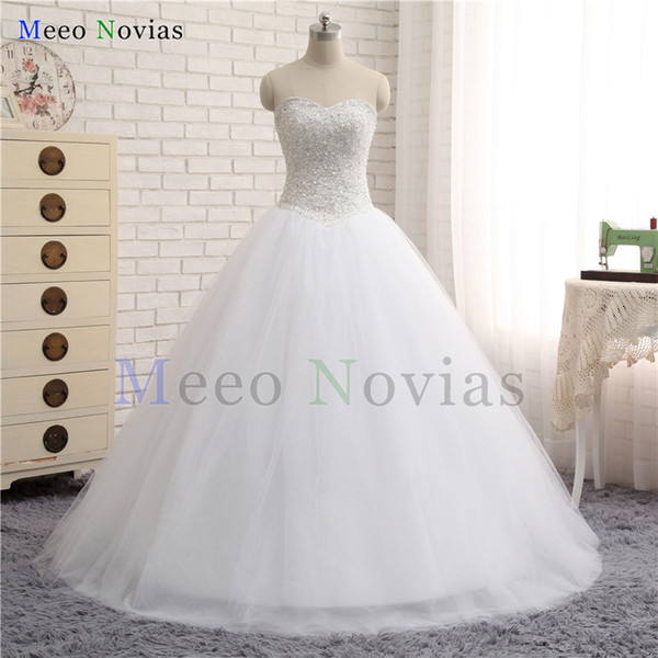 Plus size Floor Length Princess Ball Gown Wedding Dresses Luxury Beaded Pearls Wedding Gowns Lace up Back Maternity Bride Dress