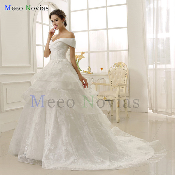 New 2 In 1 Princess Two Style Wedding Dresses Luxury Lace Up Wedding Gowns Sexy Off the Shoulder Removable Skirt Bride Dress