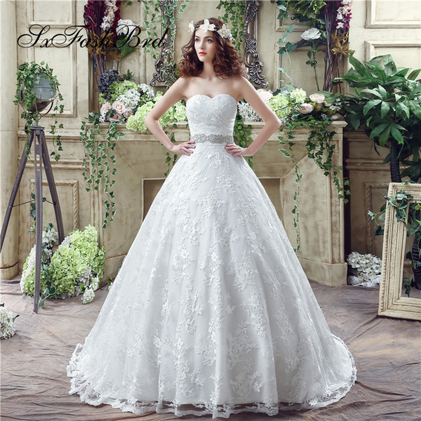 Elegant Dress Sweetheart Ball Gown Floor Length Lace Long Wedding Party Bride Dresses Women Wedding Dress Gown