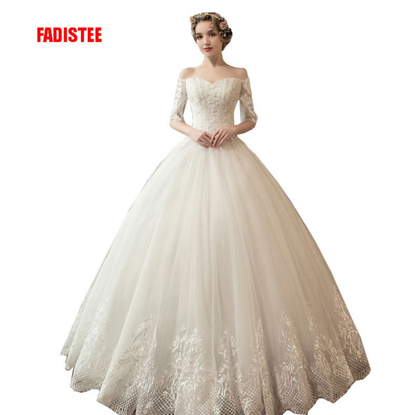 FADISTEE New arrival Wedding Dresses Country Lace V-Neck sleeveless luxury Garden Novia Bridal long frock Gowns 3D-Floral Appliques