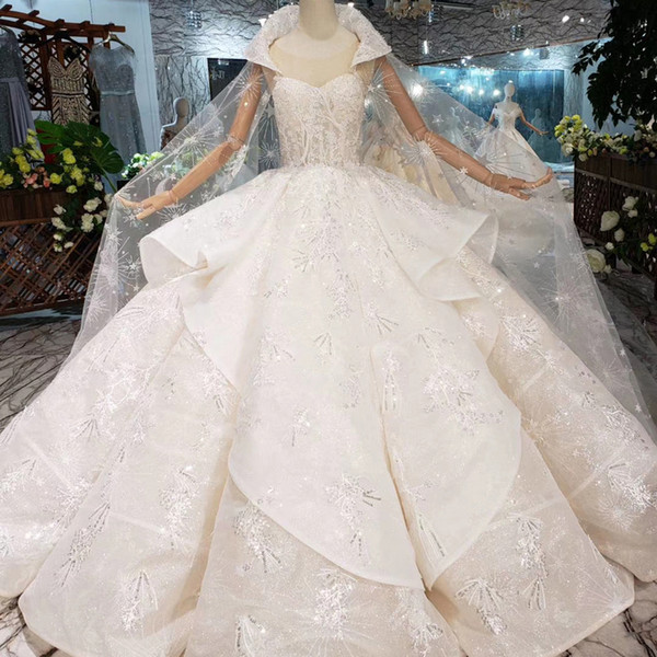 2022Newest Fashion Week Wedding Dresses Detachable High Neck Shawl Sleeveless Wedding Gowns Illusion Sweetheart Neck Garden Bridal Gowns