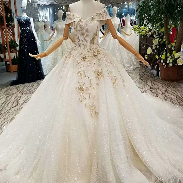 Beaded Flowers Wedding Dresses Charming Off The Shoulder V Neck 2022Luxury Applique Popular Wedding Gown Buy Direct From China Factory