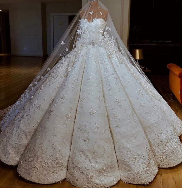 Newest 2022Luxury Ball Gown Wedding Dresses Beaded Appliques Sweetheart Puffy Long Bridal Gowns Formal Robe de mariage