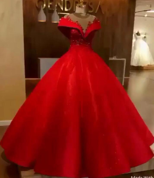 Red Ball Gown Wedding Dresses New Elegant Off Shoulder Appliques Beads Corset Puffy Long Bridal Gowns Formal Dress BC0680