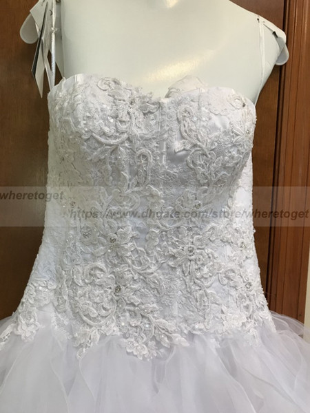 Gorgeous Arabic ball gown wedding dresses sweetheart vintage lace 3D appliuqes country ruffles tulles bridal gowns