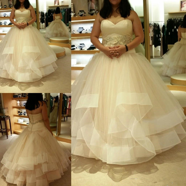 Luxury Sweetheart Ball Gown Plus Size Wedding Dresses Back Tulle Ruffles Beaded Bridal Gowns Princess Bride Wedding Gowns