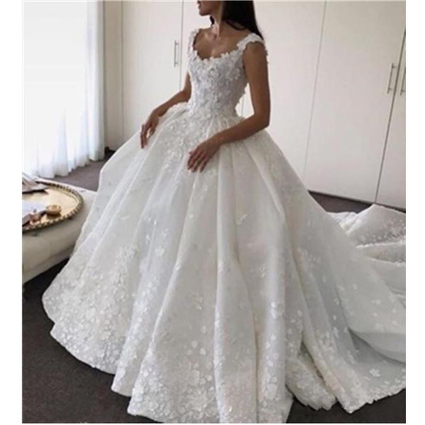 New Design Ball Gown Luxury Princess Wedding Dresses V Neck Princess Open Back Bridal Romantic Custom Made Lace Satin Hot Sale