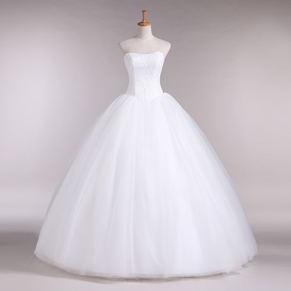 Lace Tulle Ball Gown Sweetheart Wedding Dresses Lace Up White Ivory Floor Length Wedding Dress