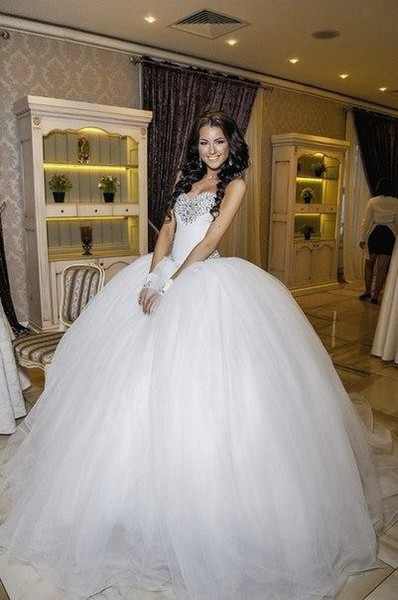 Luxury Crystal Tulle Ball Gown Wedding Dresses Sparkly Rhinestones Wedding Gowns Robe De Mariage