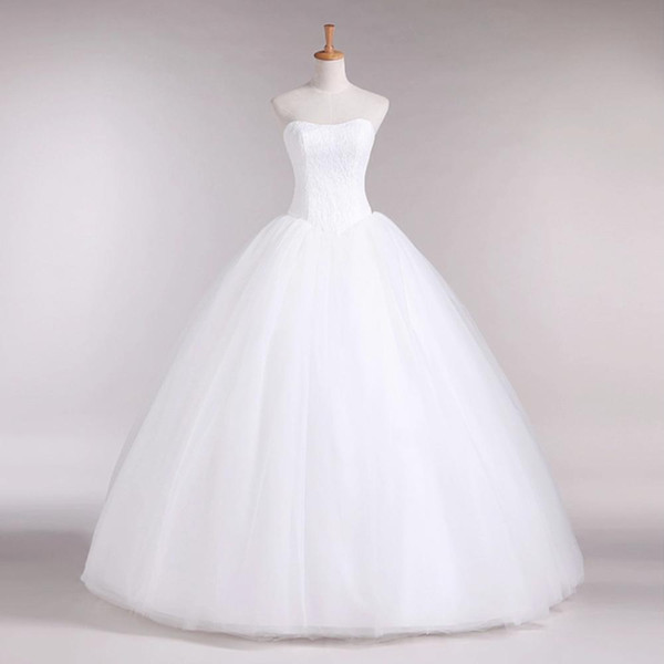 Real Pictures Ball Gown Wedding Dress Floor length Sweetheart Tulle Wedding Gowns with lace embroidery