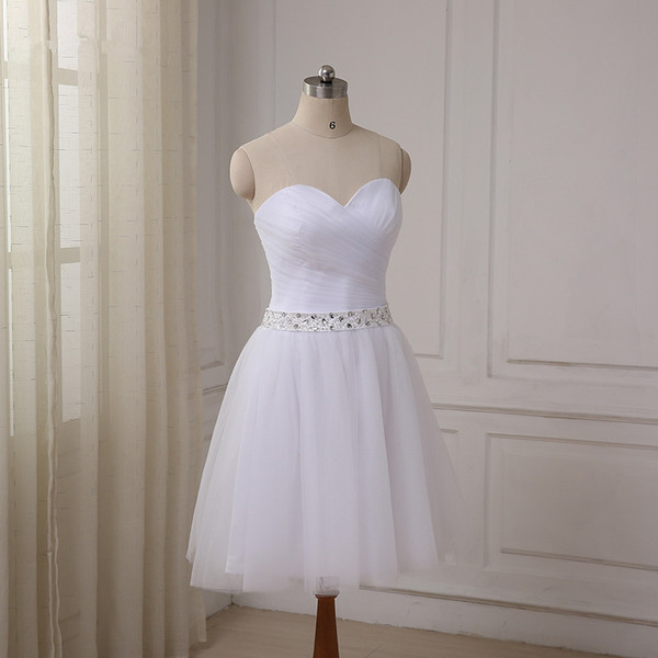 Summer Tulle Short Wedding Dresses White Ball Gown Beach Wedding Dress Knee Length Bride Dresses