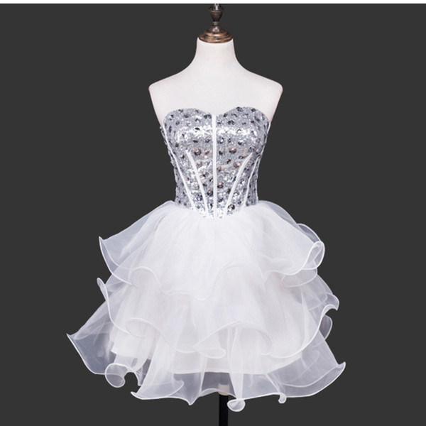 Organza with Ruffles Ball Gown Sweetheart Wedding Dress Knee Length Summer Short Wedding Gowns Lace Up