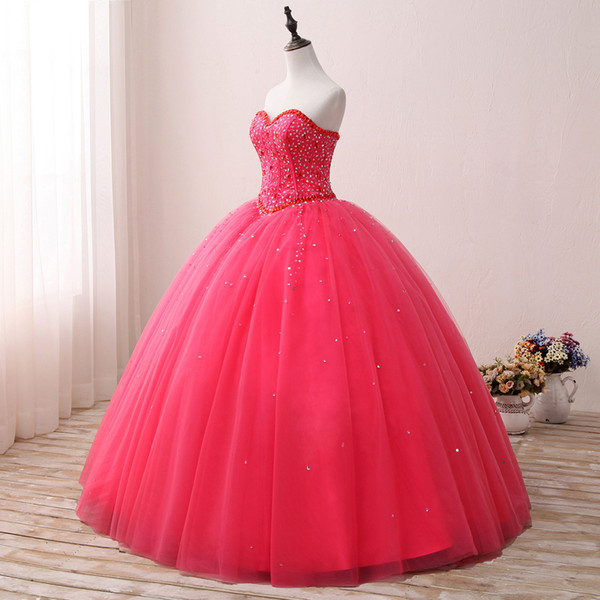 Ball Gown Wedding Dresses Beaded Crystal Sweetheart Bridal Gowns Floor Length Wedding Gown Lace Up