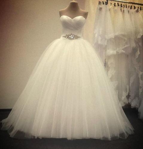 Romantic Ball Gown Sweetheart Wedding Dress With Crystal New Soft Tulle Wedding Gowns Floor Length