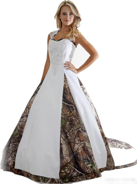 New Camo Wedding Dresses With Appliques Ball Gown Long Camouflage Wedding Party Dress Bridal Gowns