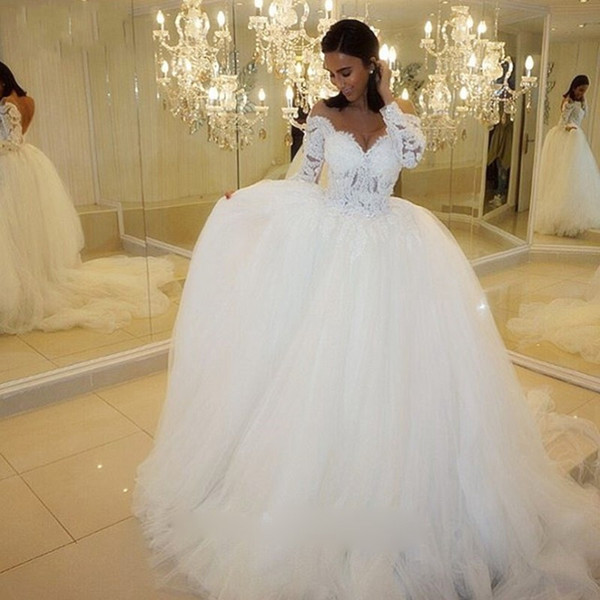 Robe de Mariage Long sleeve Lace ball gown Wedding Gowns Sweetheart Princess Wedding Dress Ball Gown Vintage Wedding Dress