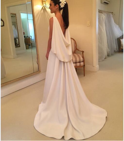 Soft Satin White Vintage Wedding Dress New Bridal Gowns high quality V-Back Vestido De Noiva