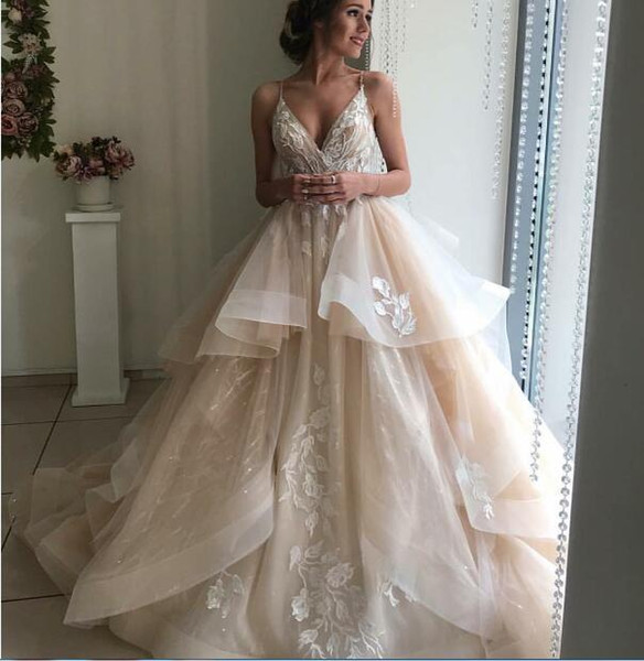 New design Vintage Wedding Dress champagne color ball gonw Spring Bridal Gowns high quality Vestido De Noiva