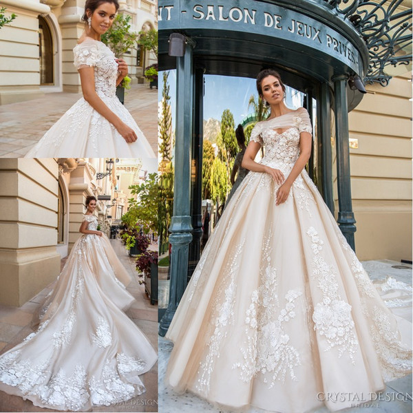 Stunning Light Chamapgne Wedding Dresses with Detachable Bolero Sweetheart Full Embroidery Cathedral Train Bridal Gowns Custom Made