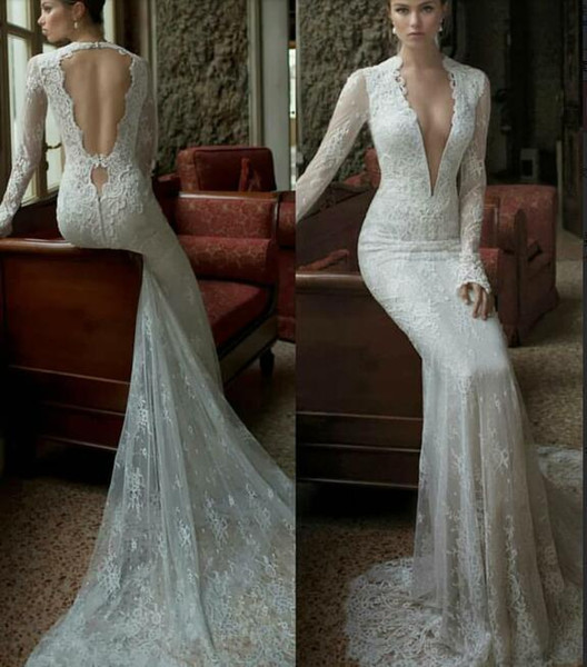 Spring Summer Lace Wedding Dresses Sexy Mermaid Long sleeve Bridal Gowns Vestido De Noiva Gorgeous Wedding gowns