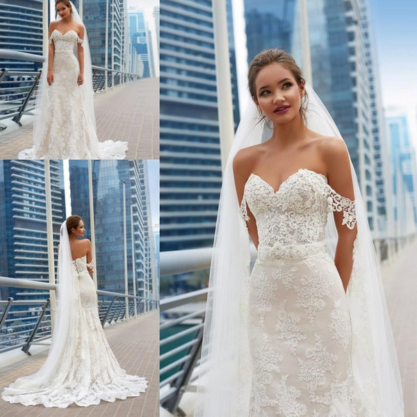 Vintage Wedding Dresses Mermaid Elegant Full Lace Appliques Corset Lace-up Back Cheap Long Train Bridal Gowns BA8849