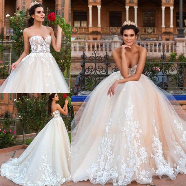 Sexy Designer Backless Wedding Dresses Elegant Lace Appliques Corset Back Sweetheart A Line Long Bridal Gowns BA9770