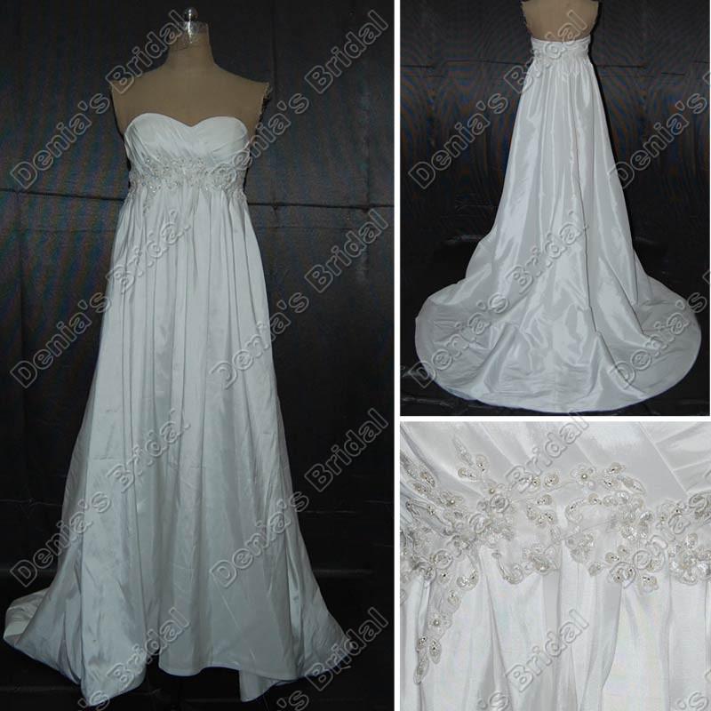 2017 A-line Empire Pregnant Maternity Wedding Dresses Appliques Pearls Beaded Real Actual Images Bridal Gowns DB146