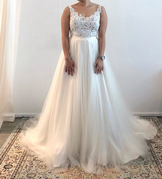 High Waist Lace Tulle Wedding Dress Empire Square Collar Backless Dresses for Bride Court Train Simple Bridal Gown Customize