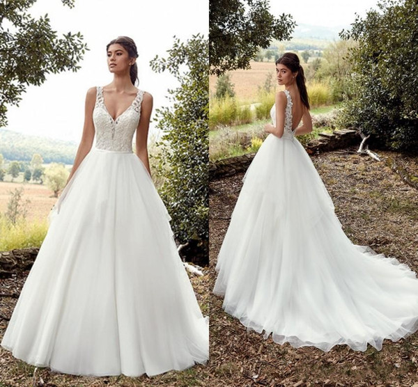 New Arrival Summer Garden A Line Empire Waist Wedding Dresses EK Sexy Open Low Back Appliqued Floor Length Boho Bridal Gowns