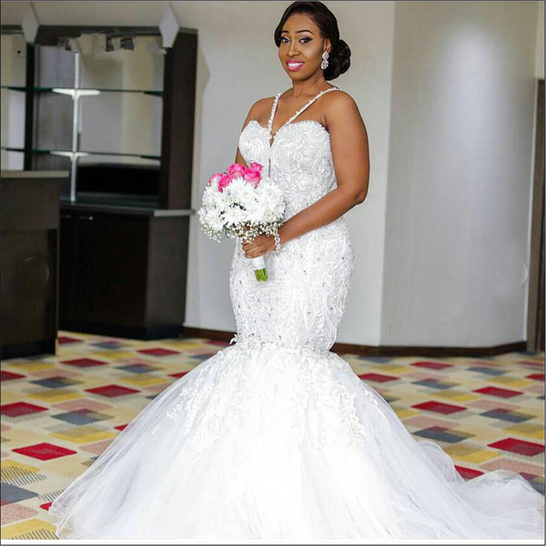 Sexy Vintage African Halter Mermaid Wedding Dress Luxury Lace Appliqued Beaded Plus Size Bridal Gown 100% Real Pictures