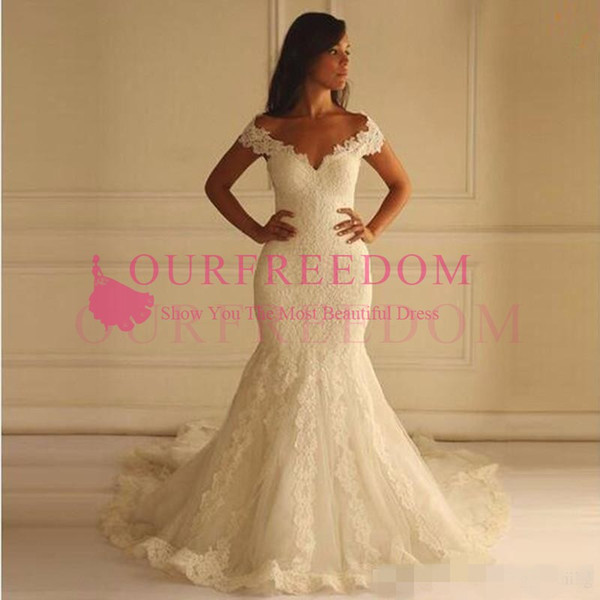 Off the Shoulders Mermaid Wedding Dresses Women Measurements Vestidos De Novia Sexy Lace Appliqued Wedding Gowns