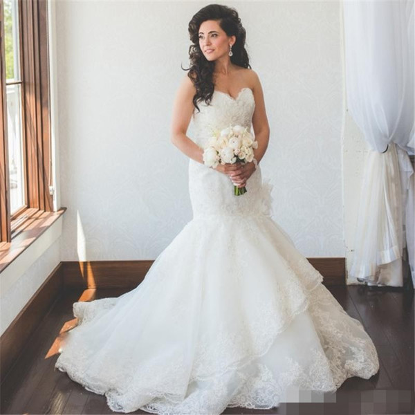 Vintage Lace Mermaid Wedding Dresses Bridal Gowns Sweetheart Neckline country Wedding Gown Custom Made plus size