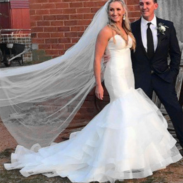 Latest Mermaid Wedding Dresses Cascading ruffles bottom elegant sweetheart Lace up plus size Bridal Wedding Gowns Bride Dresses