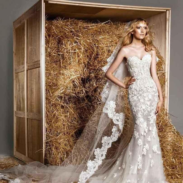 Vintage Zuhair Murad Wedding Dresses with Detachable Overskirts Strapless Sweetheart Appliqued Royal Wedding Gowns High Quality