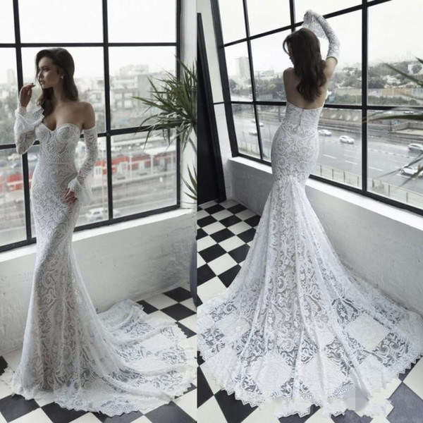 Sexy Julie Vino Mermaid Wedding Dresses Bridal Gowns Sweetheart Long Sleeve Wedding Gowns vestidos de noiva Beach Lace Wedding Gowns