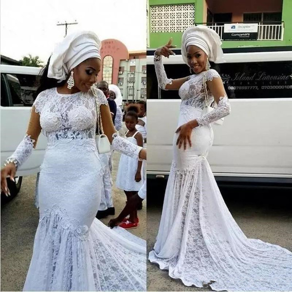 New African Sexy Plus Size Mermaid Wedding Dresses with Short Sleeves Vintage Off-shoulder Mermaid Beaded Zipper Long Bridal Gowns