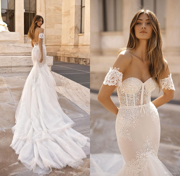 Bohemian Sexy Backless Mermaid Wedding Dresses Off Shoulder Lace Appliques Beach Bridal Gown Illusion vestido de novia