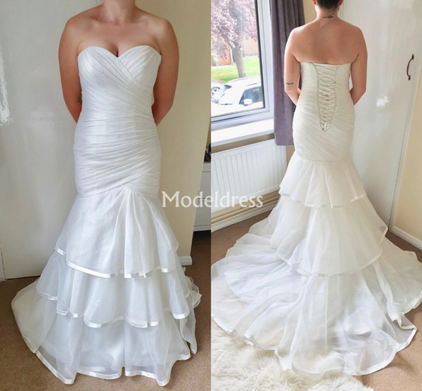 Gorgeous Tiered Mermaid Wedding Dresses For Bride Sweetheart Pleats Sweep Train Elegant Country Bridal Gowns Garden Vestidoe De Noiva Custom