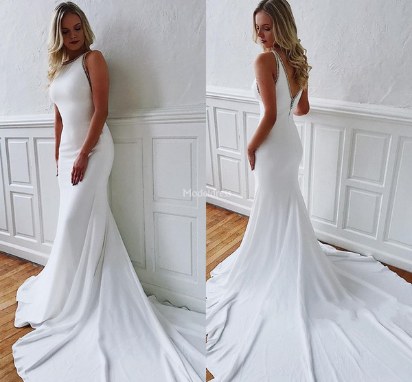 New Arabric Mermaid Wedding Dresses Jewel Beads Backless Court Train Solid Castle Chapel Bridal Gown Plus Size Vestidoe De Noiva Custom