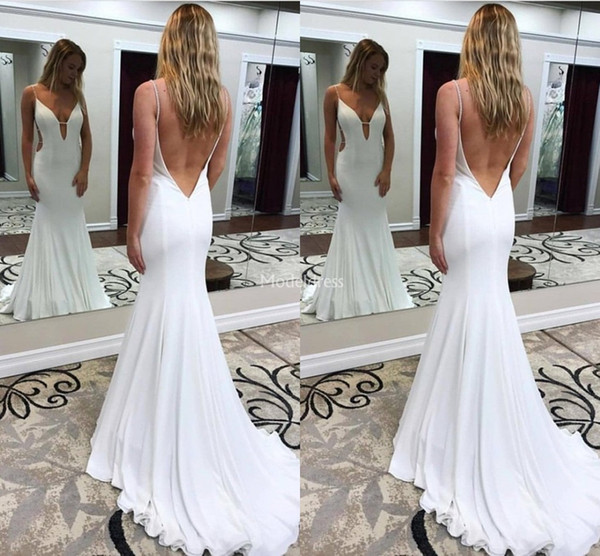 Boho Mermaid Wedding Dresses Deep V-Neck Backless Sweep Train Modern Beach Garden Bridal Gown Stylish Castle Chapel Vestidoe De Noiva Custom