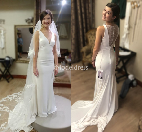 Arabric Mermaid Lace Wedding Dresses V-Neck Illusion Sweep Train Country Style Bridal Gowns Plus Size Charming Vestidoe De Noiva Custom