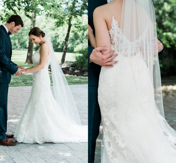 Country Lace Mermaid Wedding Dresses Spaghetti Backless Sweep Train Garden Beach Bridal Gowns robe de mariée Plus Size Customized