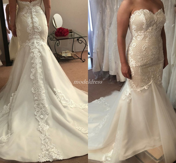 Glamorous Mermaid Wedding Dresses Sweet Heart Backless Sweep Train Appliques Garden Chapel Country Bridal Gowns vestido de novia