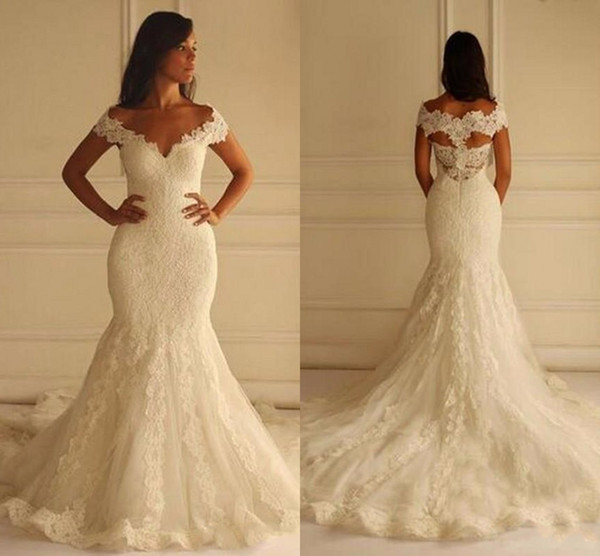 Mermaid Wedding Dresses Vestidos Sexy Off the Shoulders Lace Appliqued Elegant Plus Size Wedding Gowns