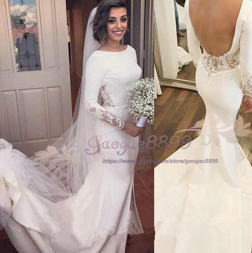 Vintage Modest Mermaid Wedding Dresses With Long Sleeves Bohemian Lace stain backless Bridal Gowns Country Wedding Dress abiti da sposa