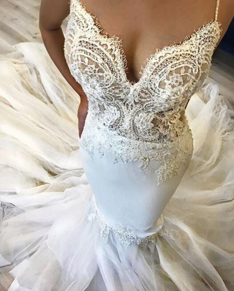 New Milla Nova Bohemian glamorous white mermaid trumpet lace wedding dresses with applique spaghetti court train formal bridal gowns