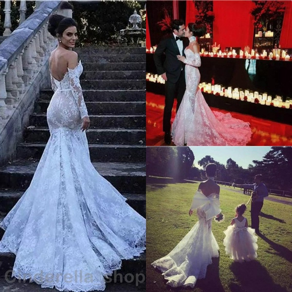 Arabic Long Sleeve Mermaid Lace Wedding Dresses Sweetheart Backless Appliques Country Chapel Bridal Gowns Custom Made